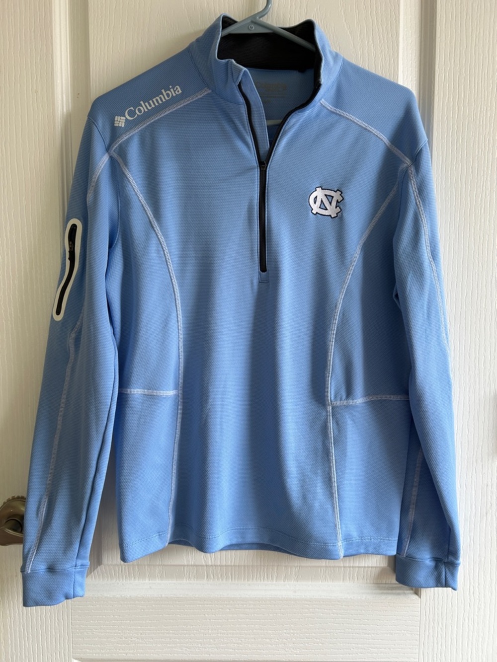 Columbia Light Blue UNC Half-Zip Pullover-Carolina/Chapel Hill